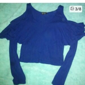 Love Women's Royal Blue Cold Shoulder Top